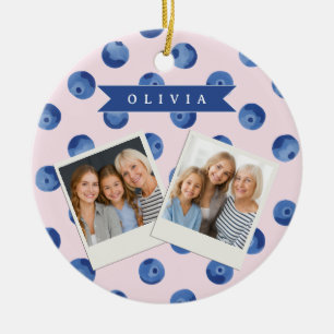Décoration En Céramique Cadeau Personnalisé Aquarelle Myrtille Bleue Migno