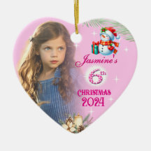 Cadeau personnalisé de Noël 6ème fille photo cœur
