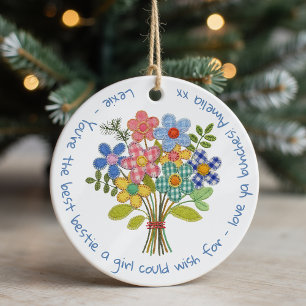 Décoration En Céramique Cadeau personnalisé Fleurs de Patchwork de Bestie