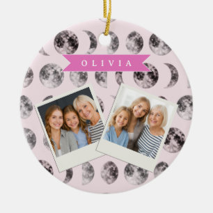 Décoration En Céramique Cadeau Personnalisé Phase de Lune Rose Céleste Nom