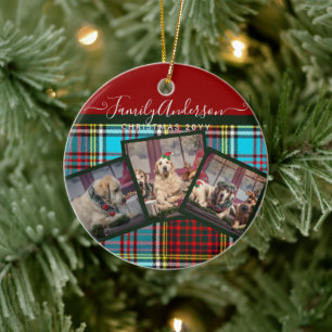 Décoration En Céramique CADEAU PHOTO DE NOËL - Anderson Tartan Collage