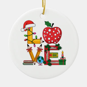 Décoration En Céramique Cadeau pour Enseignant Crayon Apple Livres d'Amo