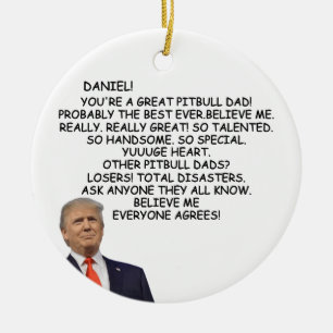 Décoration En Céramique Cadeau Trump pour Pitbull Dad, chien papa cadeau N