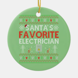 Décoration En Céramique Cadeau Xmas Electricien moche Père Noël aime l'Ele