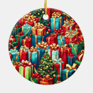 Décoration En Céramique Cadeaux de Noël Colorés, motif d'arbre des Fêtes