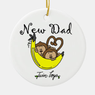 Décoration En Céramique Cadeaux de nouveau papa pour jumeaux garçons singe