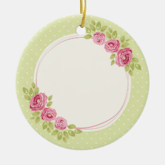 Décoration En Céramique Cadre aux roses vintage shabby chic