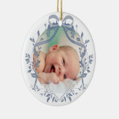 Décoration En Céramique cadre d'aquarelle bleu élégant Baptême merci (Droite)