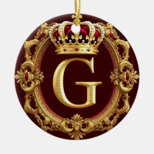 Décoration En Céramique Cadre doré luxueux avec monogramme couronné