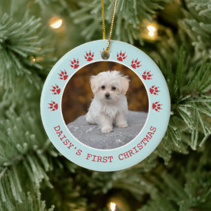 Décoration En Céramique Cadre photo empreintes de pattes de chien mignon N
