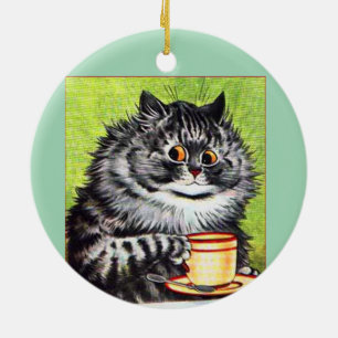 DÉCORATION EN CÉRAMIQUE CAFÉ CAT LOUIS WAIIS ART ORNAMENT