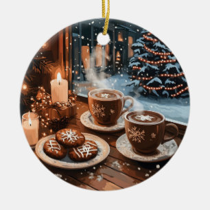 Décoration En Céramique Café d'hiver confortable avec cacao chaud et biscu