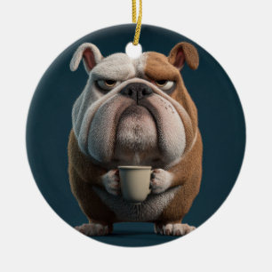 Décoration En Céramique Café Grumpy Bulldog – Art de chien drôle