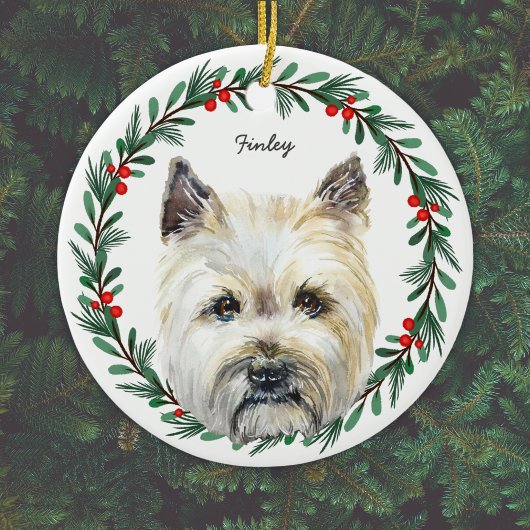 Décoration En Céramique Cairn Terrier Chien Monogramme Nom Courbe de Fête