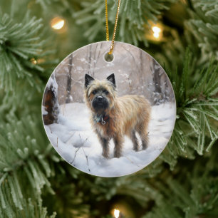Décoration En Céramique Cairn Terrier Laissez Tomber la Neige Noël