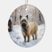 Décoration En Céramique Cairn Terrier Qu'Il Neige Noël (Gauche)