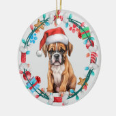 Décoration En Céramique Caisselle de Santa Hat Puppy Bone Wreath (Gauche)