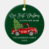 Décoration En Céramique Calligraphie de Noël Nouveau Accueil Camion vert (Devant)