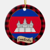 Décoration En Céramique Cambodge, Plaid de buffle rouge & Drapeau cambodgi (Devant)