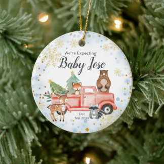 Décoration En Céramique Camion animal Snowflake Nous attendons des parents