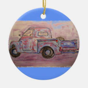 Décoration En Céramique camion de patina bleu antique