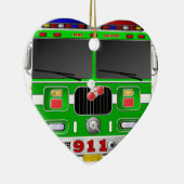 Décoration En Céramique Camion de pompiers de vert de chaux (Droite)