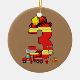 Décoration En Céramique Camion de pompiers garçon 5 ans 5 ans enfant en ba