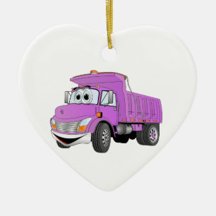 Décoration En Céramique Camion de vidange 2 essieux carton pourpre