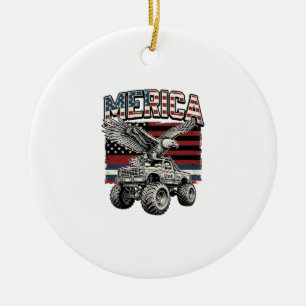 Décoration En Céramique Camion Monstre Aigle Américain Vintage Patriotique