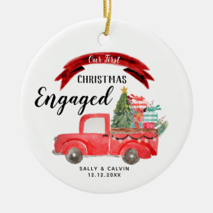 Décoration En Céramique Camion rouge Noël 1er Noël engagé