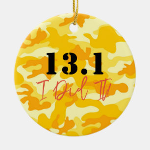 Décoration En Céramique Camo Jaune 13.1 Marathon J'AI FAIT IT Running Awar