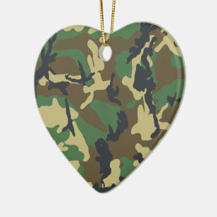 Décoration En Céramique Camouflage de l'Armée verte Imprimer Coeur milita