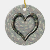 Décoration En Céramique Camouflage Woodland Forest Heart sur Camo (Devant)