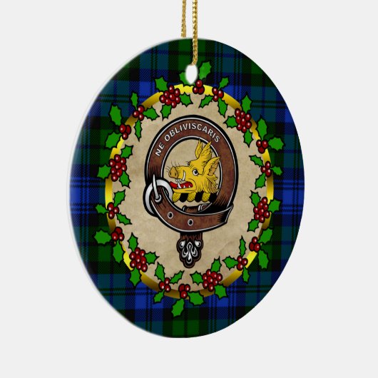 Décoration En Céramique Campbell Clan Badge & Tartan - Noël personnalisé (Droite)