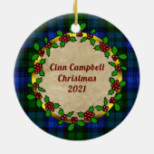 Décoration En Céramique Campbell Clan Badge & Tartan - Noël personnalisé (Dos)
