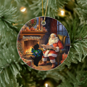 Décoration En Céramique Campbell Scottie Dog & Père Noël Personnalisé