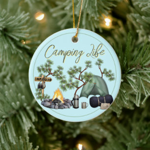 Décoration En Céramique Camping Family Life Ornament for the Tree