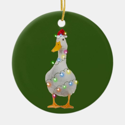 Décoration En Céramique Canard avec lumière Casquette Noël (Devant)