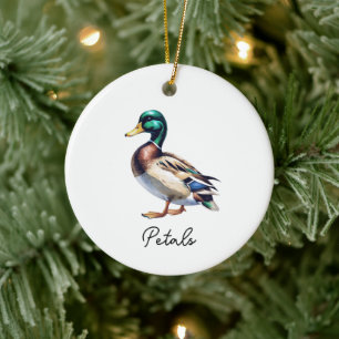 Décoration En Céramique Canard colvert en aquarelle personnalisé