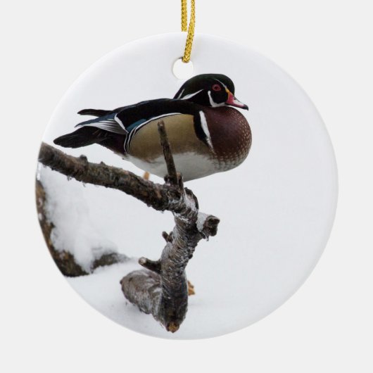Décoration En Céramique Canard en bois dans la neige (Devant)