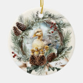 Décoration En Céramique Canards animaux de ferme Vignoble pinecone couronn (Devant)