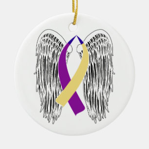 Décoration En Céramique Cancer de la vessie à ruban ailé