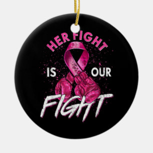 Décoration En Céramique Cancer du sein Son combat est notre combat Cancer