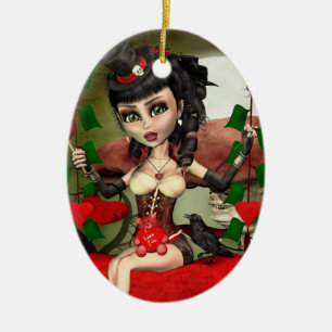 Décoration En Céramique Candy Apple Love Gothic Lolita Oval Ornament