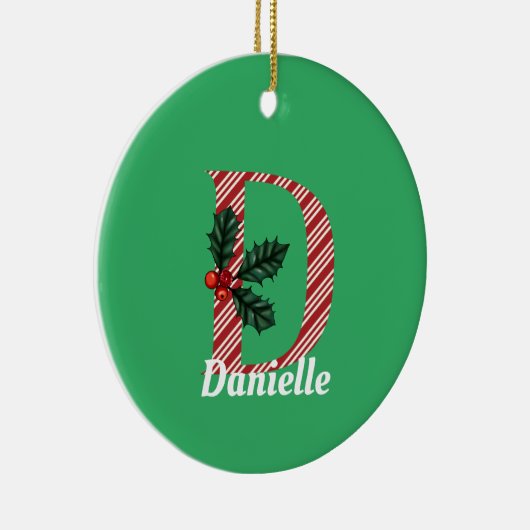 Décoration En Céramique Candy Cane Stripe Letter D Christmas  (Droite)