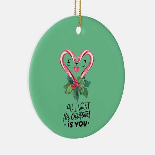 Décoration En Céramique Candy Canes,Holly Berry,Amour,Monogramme (Droite)