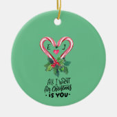 Décoration En Céramique Candy Canes,Holly Berry,Amour,Monogramme (Devant)