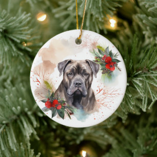 Décoration En Céramique Cane Corso Christmas Wreath Festive Pup