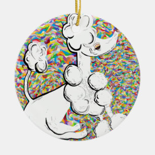 Décoration En Céramique Caniche blanc