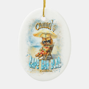 Décoration En Céramique Cape San Blas Florida Beach Lounge Cat
